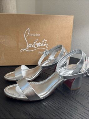 Christian Louboutin Miss Jane 55 Sandals Metallic Silver 37